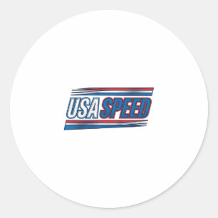 USA Speed Racing Patriotic Vintage Vector Design_1 Classic Round Sticker