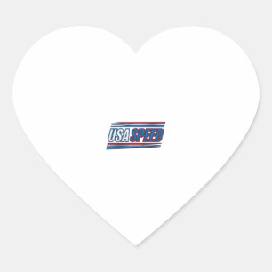 USA Speed Racing Patriotic Vintage Vector Design_1 Heart Sticker