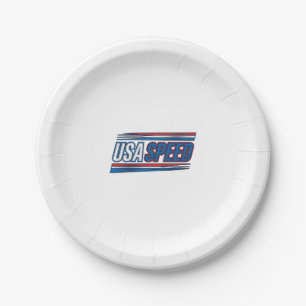 USA Speed Racing Patriotic Vintage Vector Design_1 Paper Plate