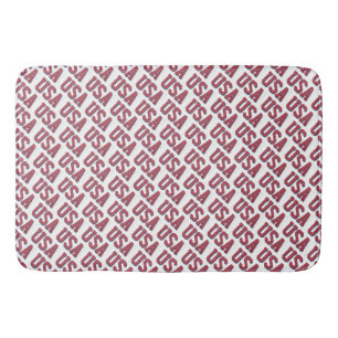 USA Spirit Repeating Letter Pattern Design - Red Bath Mat