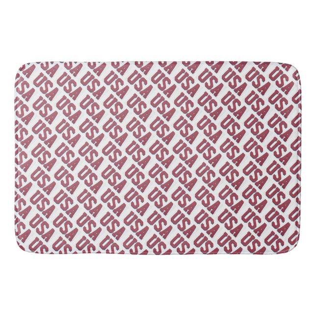 USA Spirit Repeating Letter Pattern Design - Red Bath Mat (Front)