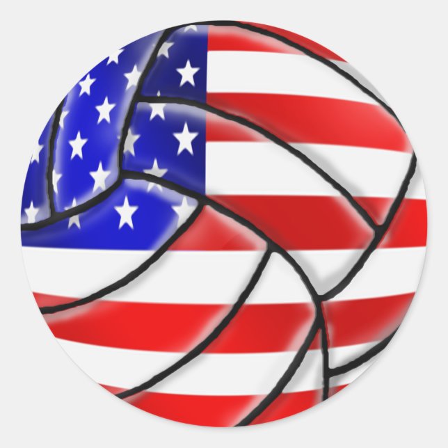 USA Sports - USA Volleyball ball Classic Round Sticker (Front)