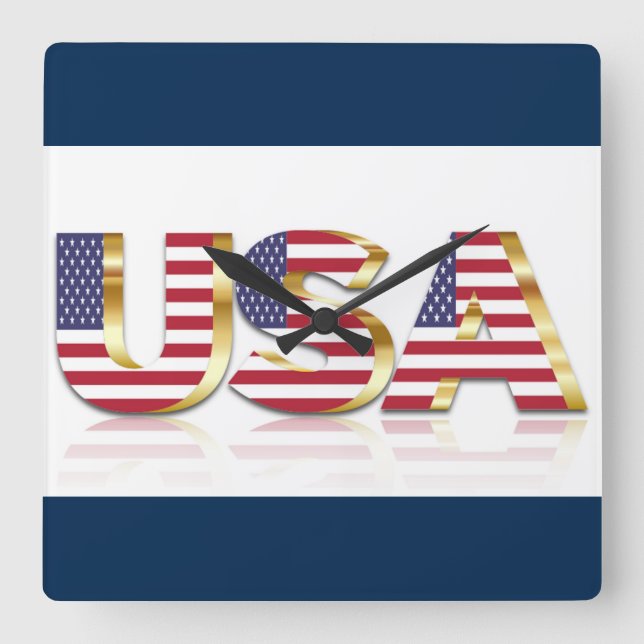 USA SQUARE WALL CLOCK (Front)