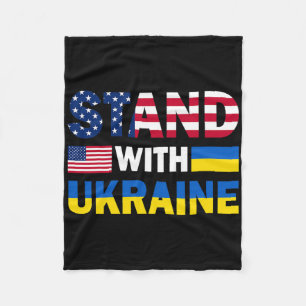 Usa Stand With Ukraine Pride Patriotic Flag  Fleece Blanket