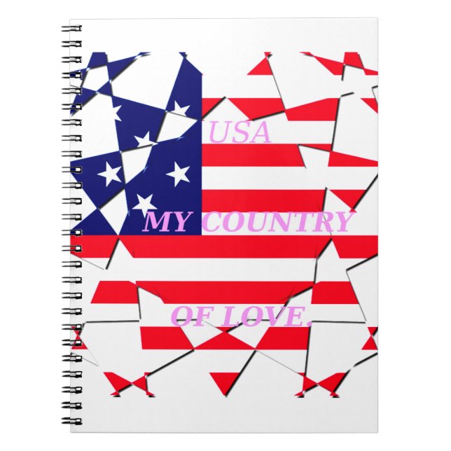 USA Star Spangled Love My Country of Love Notebook (Front)