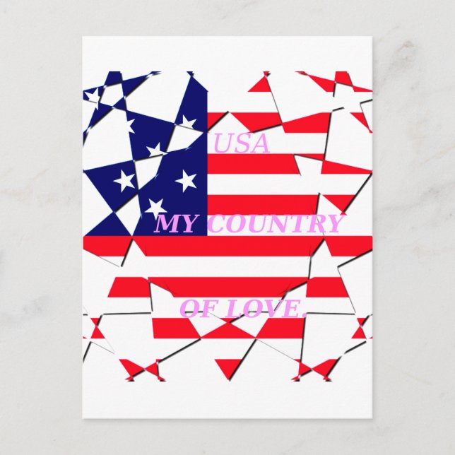 USA Star Spangled Love My Country of Love Postcard (Front)
