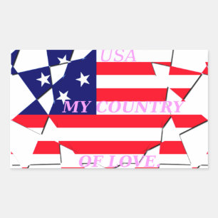 USA Star Spangled Love My Country of Love Rectangular Sticker