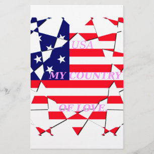 USA Star Spangled Love My Country of Love Stationery