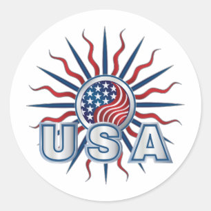 USA Starburst Yin Yang Classic Round Sticker
