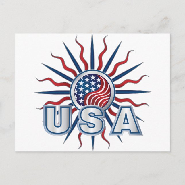 USA Starburst Yin Yang Postcard (Front)