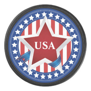 USA Stars and Stripes Hockey Puck