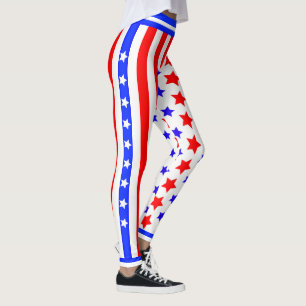 USA Stars and Stripes on WHITE Leggings