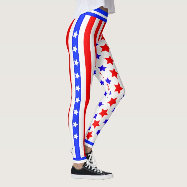 USA Stars and Stripes on WHITE Leggings (Right)