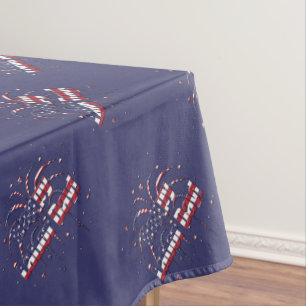USA Stars and Stripes Patriotic Happy Labour Day Tablecloth