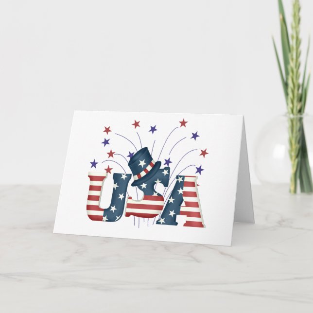 USA Stars and Stripes T-shirts and Gifts Card (Front)