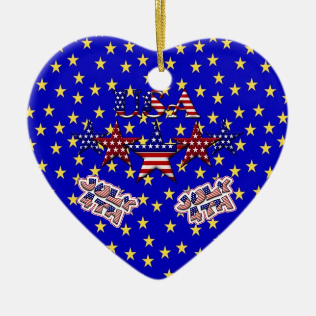 USA Stars Ceramic Tree Decoration (Front)