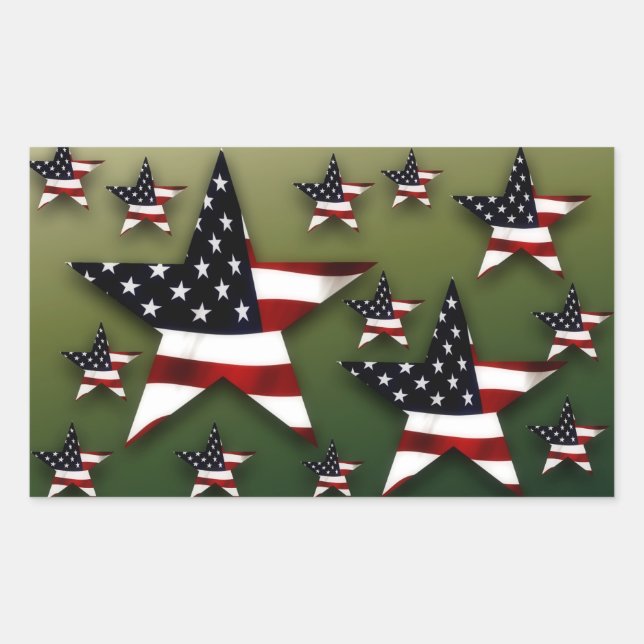 Usa stars rectangular sticker (Front)