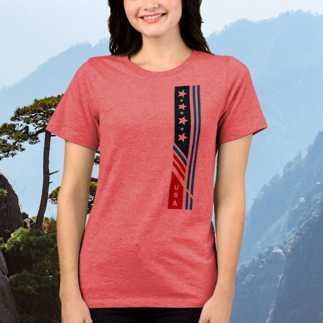 USA Stars Stripes Graphic T-Shirt  Tri-Blend Shirt (Modern USA stars and stripes graphic design.)