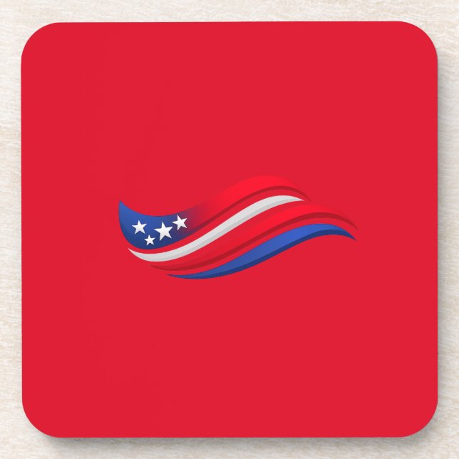 USA Stars & Stripes Wave Throw Pillow | Red White  Coaster (Front)