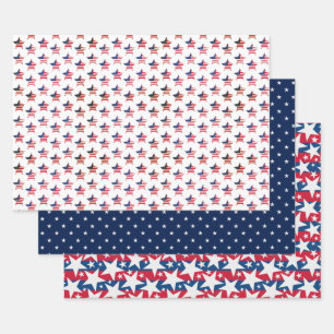 USA Stars Wrapping Paper Sheet