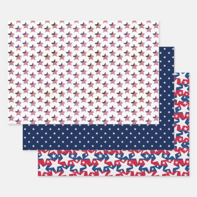 USA Stars Wrapping Paper Sheet (Set)
