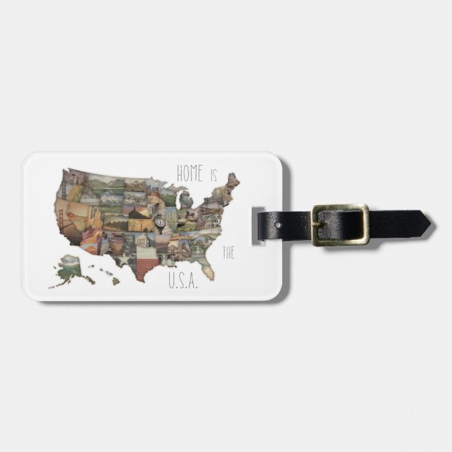 USA State Collage Luggage Tag (Front Horizontal)