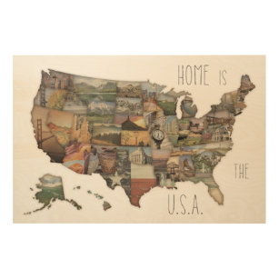 USA State Collage Wood Wall Art