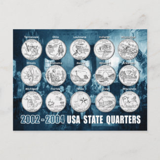 USA State Quarters (Coins) 2002 - 2004 Postcard