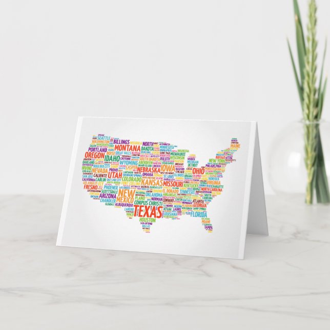 USA States and Cities Thank You Card (Front)