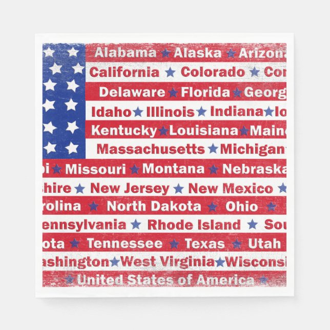 USA States On Flag Napkin (Front)