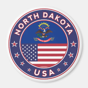 USA_STATES - WITH_FLAG_North Dakota_circle_with_fl Magnet