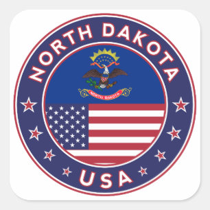 USA_STATES - WITH_FLAG_North Dakota_circle_with_fl Square Sticker