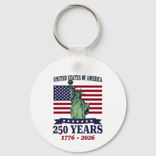 USA Statue of Liberty 250 Years 1776-2026 Key Ring