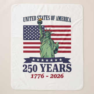USA Statue of Liberty 250 Years 1776-2026 Sherpa Blanket