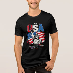USA Statue of Liberty Distressed Flag Patriotic De Tri-Blend Shirt