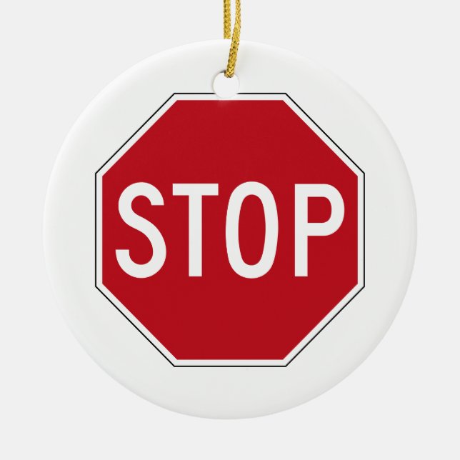 USA Stop Sign Ceramic Tree Decoration (Front)