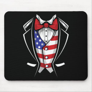 Usa Suit Tuxedo Patriotic 4th Of July Flag America Mouse Pad
