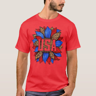 USA Sunflower American Flag 4th Of July Merica Wo T-Shirt