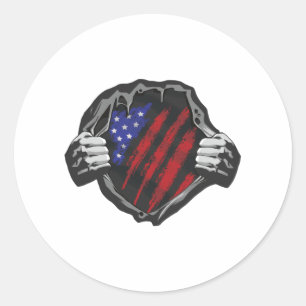 USA Superhero Costume Flag Classic Round Sticker
