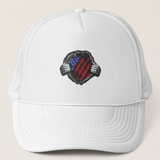 USA Superhero Costume Flag Trucker Hat (Front)