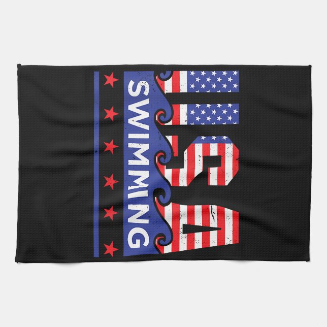 USA Swimming Artwork For A Swimmer Tea Towel (Horizontal)