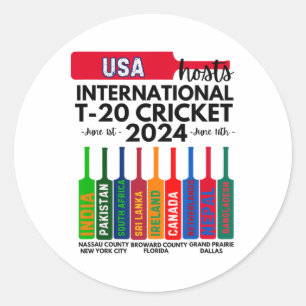 Usa T-20 International Cricket 2  Classic Round Sticker