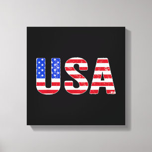USA T Shirt Patriotic American Flag Men Women Kids Canvas Print