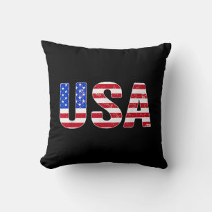 USA T Shirt Patriotic American Flag Men Women Kids Cushion