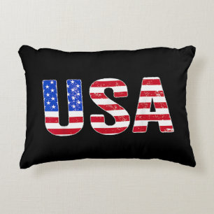 USA T Shirt Patriotic American Flag Men Women Kids Decorative Cushion