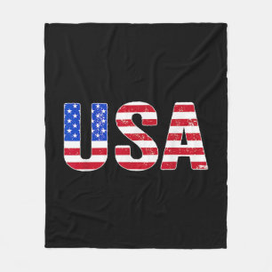 USA T Shirt Patriotic American Flag Men Women Kids Fleece Blanket