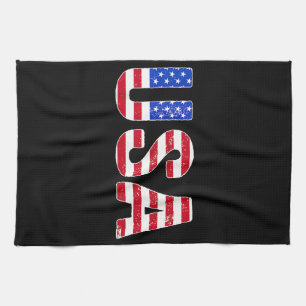 USA T Shirt Patriotic American Flag Men Women Kids Tea Towel