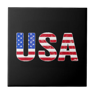 USA T Shirt Patriotic American Flag Men Women Kids Tile
