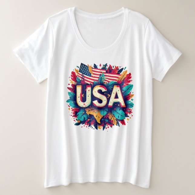 USA T-Shirt Plus Size T-Shirt (Design Front)