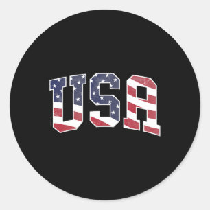 Usa T Shirt Women Men Kids Graphic Patriotic Ameri Classic Round Sticker